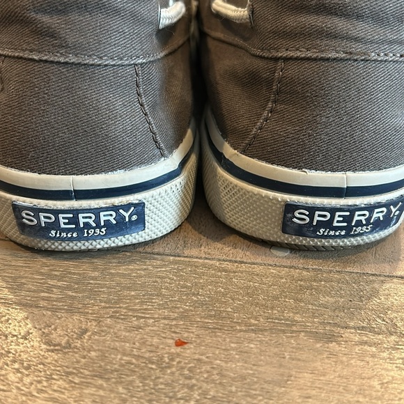 Sperry topsiders brown canvas, size 10.  Very minimal wear. - Picture 5 of 6
